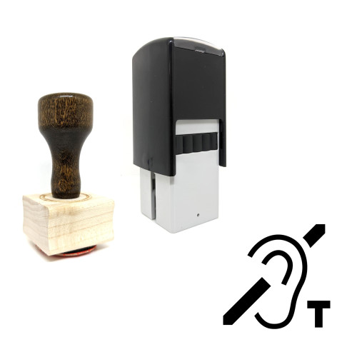 "Telecoil" rubber stamp with 3 sample imprints of the image