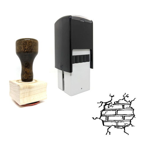 "Cracked Brick Wall" rubber stamp with 3 sample imprints of the image