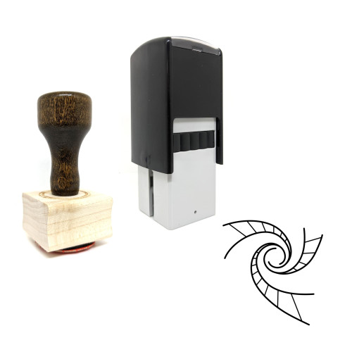 "Helical Staircase" rubber stamp with 3 sample imprints of the image