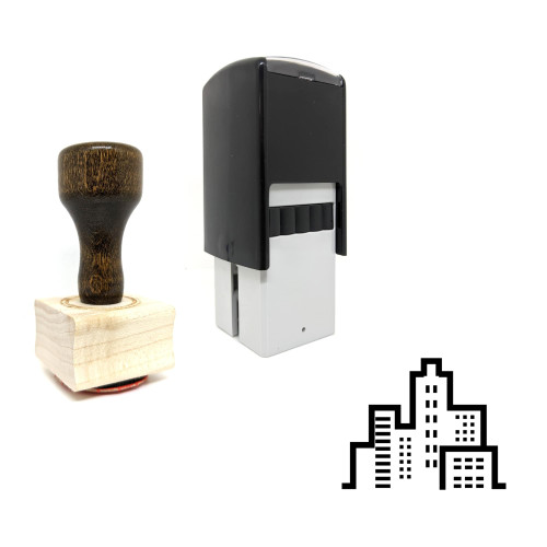 "City Landscape" rubber stamp with 3 sample imprints of the image