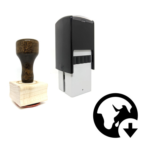 "Globe Download" rubber stamp with 3 sample imprints of the image