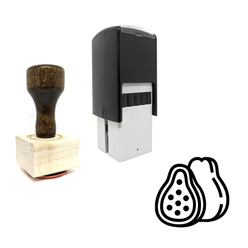"Guava" rubber stamp with 3 sample imprints of the image