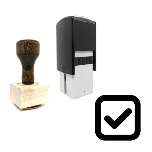 "Checkbox" rubber stamp with 3 sample imprints of the image