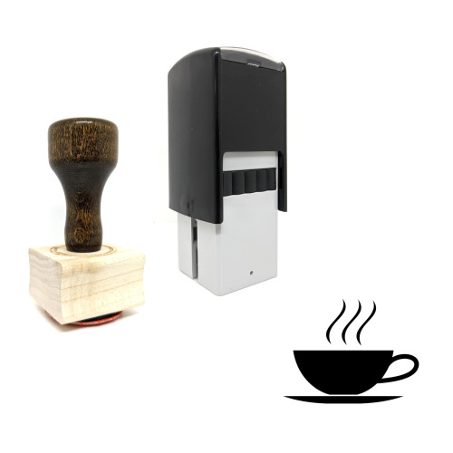 "Hot Beverage" rubber stamp with 3 sample imprints of the image