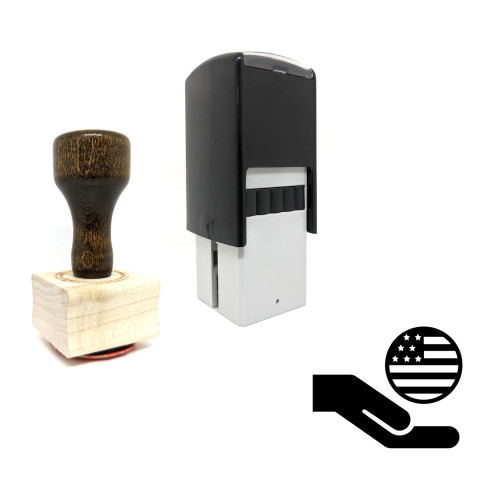 "Care For America" rubber stamp with 3 sample imprints of the image