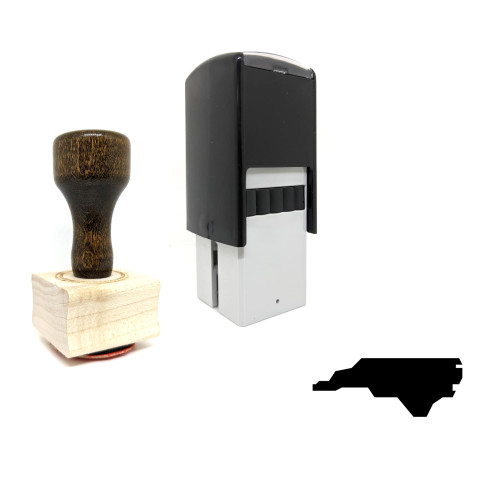 "North Carolina Map" rubber stamp with 3 sample imprints of the image