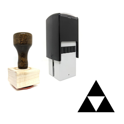 "Triforce" rubber stamp with 3 sample imprints of the image