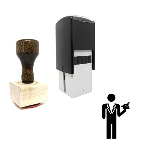 "Waiter" rubber stamp with 3 sample imprints of the image