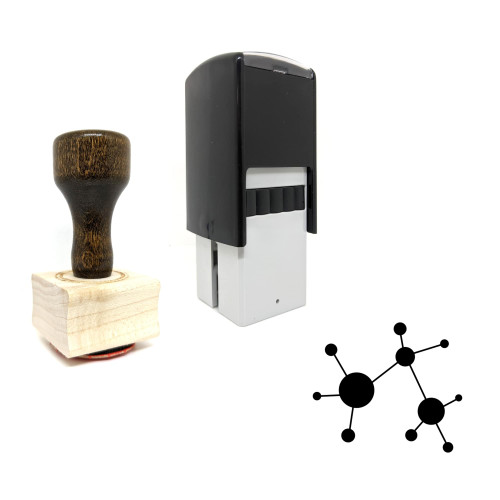 "Molecule" rubber stamp with 3 sample imprints of the image