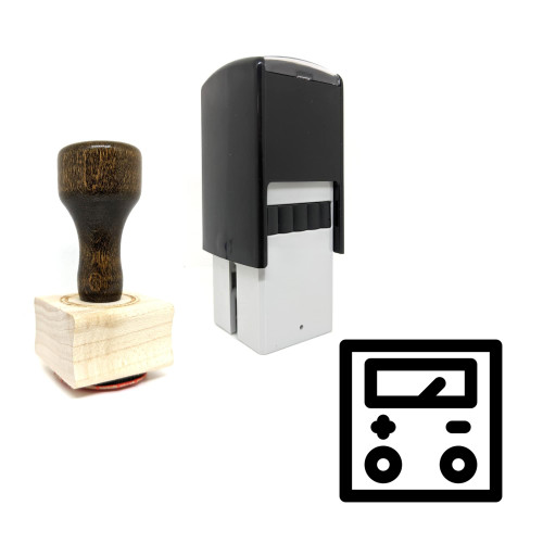 "Ampere Meter" rubber stamp with 3 sample imprints of the image