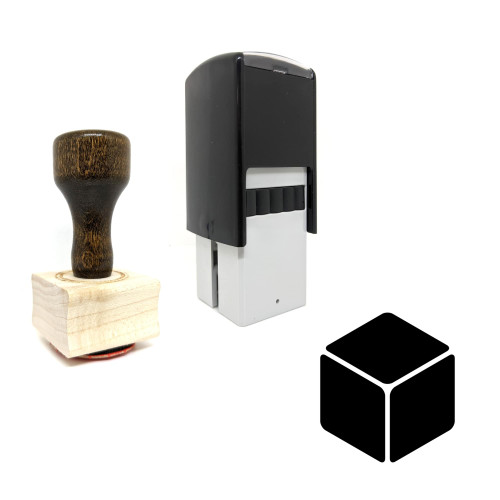 "Cube" rubber stamp with 3 sample imprints of the image