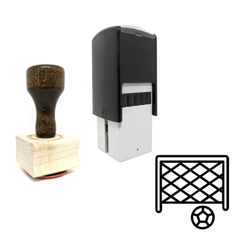 "Football Goal" rubber stamp with 3 sample imprints of the image