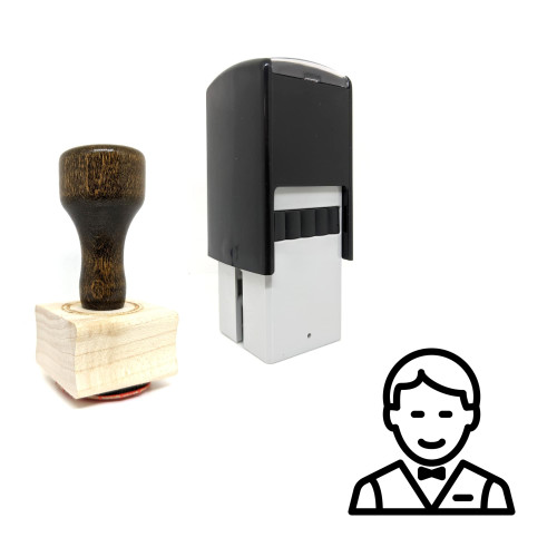 "Waiter" rubber stamp with 3 sample imprints of the image