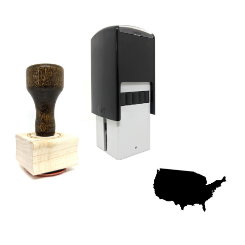 "USA" rubber stamp with 3 sample imprints of the image