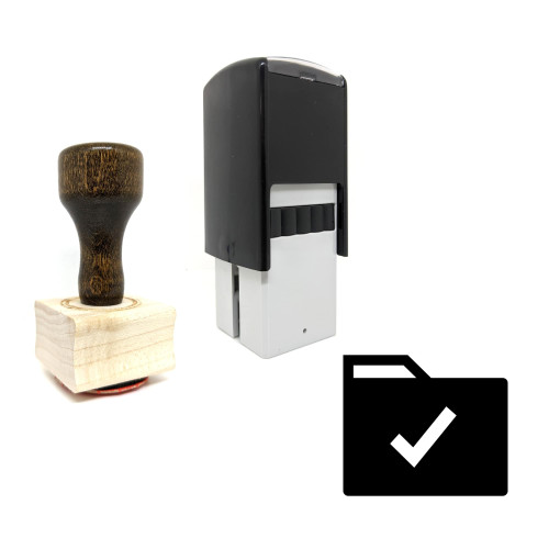 "Check Mark Folder" rubber stamp with 3 sample imprints of the image