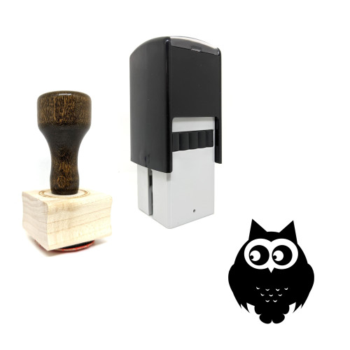 "Owl" rubber stamp with 3 sample imprints of the image