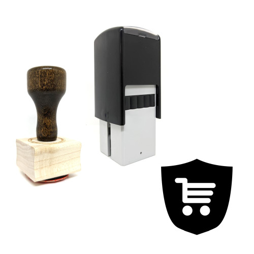 "Secure Shopping" rubber stamp with 3 sample imprints of the image