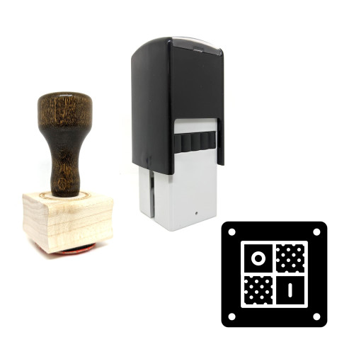 "Double Switch" rubber stamp with 3 sample imprints of the image