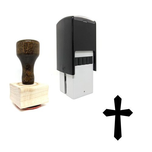 "Cross" rubber stamp with 3 sample imprints of the image