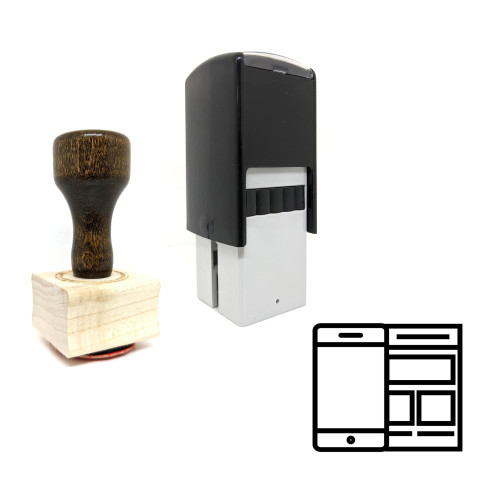 "Mobile Application" rubber stamp with 3 sample imprints of the image