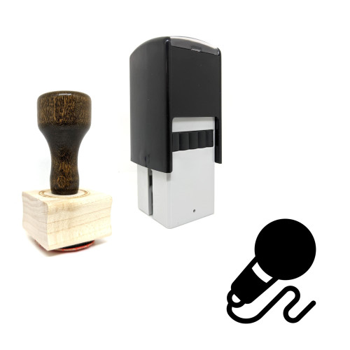 "Microphone" rubber stamp with 3 sample imprints of the image