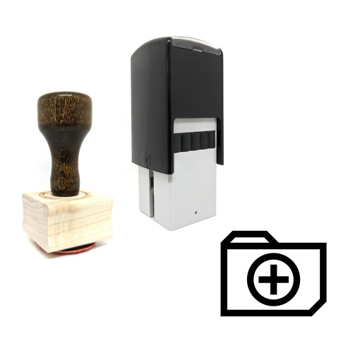 "Folder Add" rubber stamp with 3 sample imprints of the image