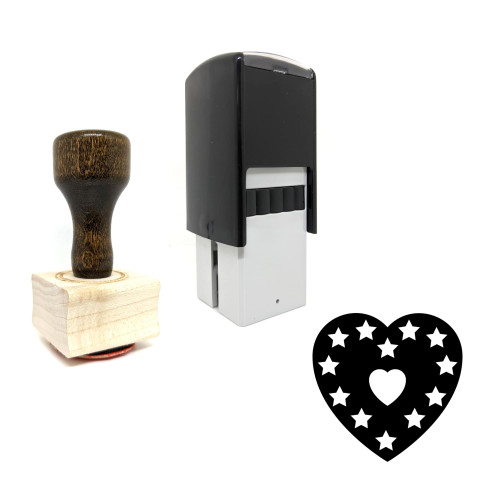 "Sparkling Heart" rubber stamp with 3 sample imprints of the image