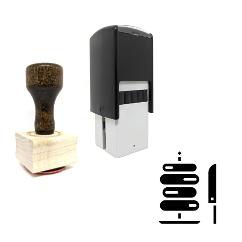 "Kebab" rubber stamp with 3 sample imprints of the image