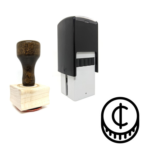 "Cent Coin" rubber stamp with 3 sample imprints of the image