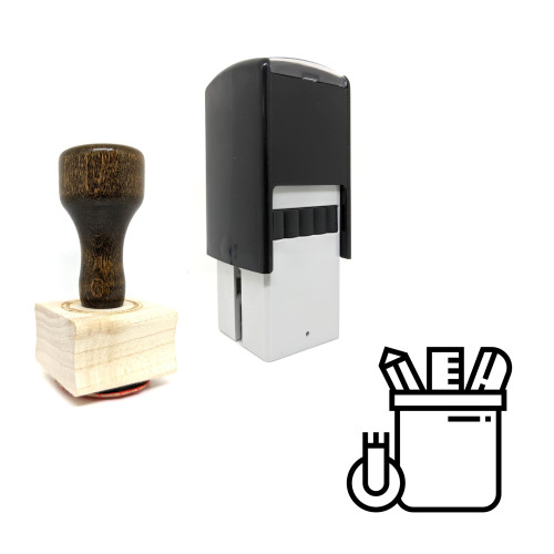 "Pencil Cup" rubber stamp with 3 sample imprints of the image