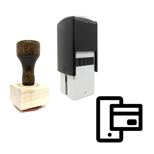 "Mobile Pay" rubber stamp with 3 sample imprints of the image