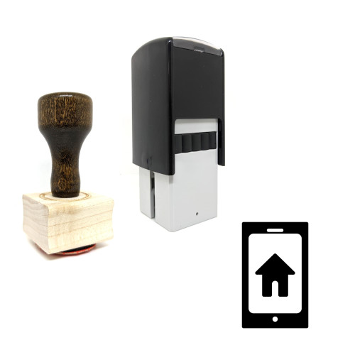 "Mobile App" rubber stamp with 3 sample imprints of the image