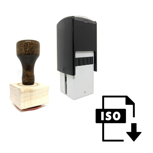 "ISO File" rubber stamp with 3 sample imprints of the image