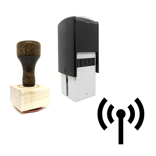 "Wifi Tower" rubber stamp with 3 sample imprints of the image