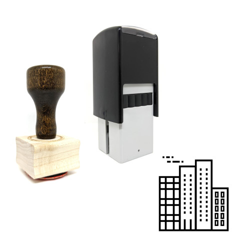 "City Landscape" rubber stamp with 3 sample imprints of the image