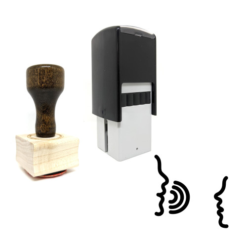"Talk" rubber stamp with 3 sample imprints of the image