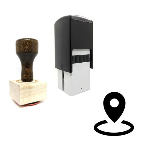 "Map Pin" rubber stamp with 3 sample imprints of the image