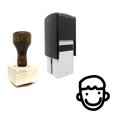 "Happy Man Face" rubber stamp with 3 sample imprints of the image