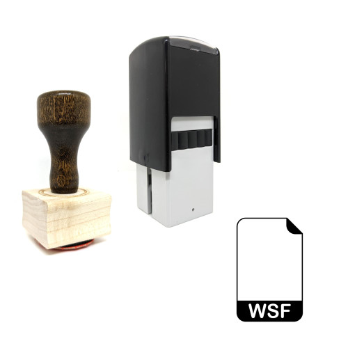 "WSF File" rubber stamp with 3 sample imprints of the image