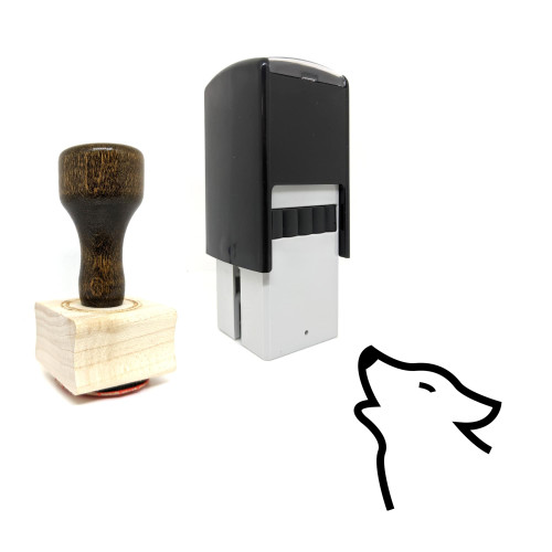 "Wolf" rubber stamp with 3 sample imprints of the image