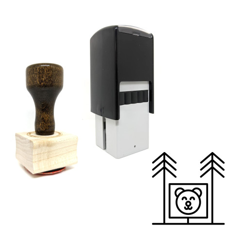 "Bear" rubber stamp with 3 sample imprints of the image