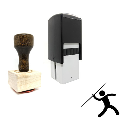 "Javelin" rubber stamp with 3 sample imprints of the image