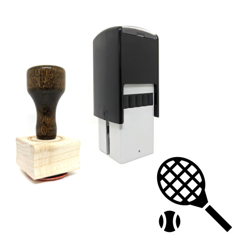 "Tennis" rubber stamp with 3 sample imprints of the image