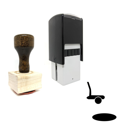 "Putting" rubber stamp with 3 sample imprints of the image