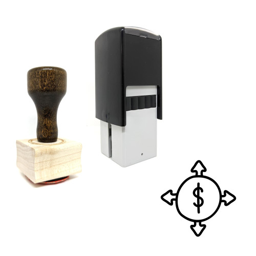 "Cash Outflow" rubber stamp with 3 sample imprints of the image