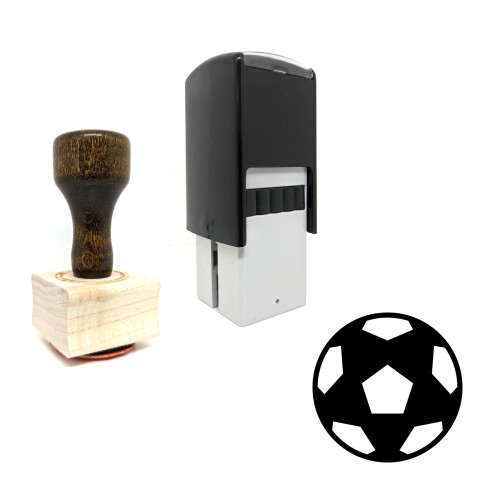 "Soccer" rubber stamp with 3 sample imprints of the image