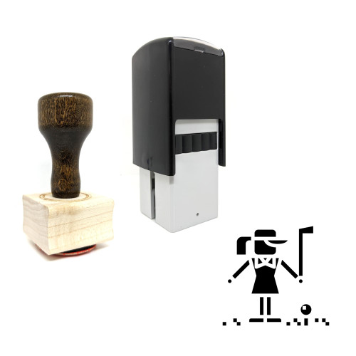 "Golfer" rubber stamp with 3 sample imprints of the image