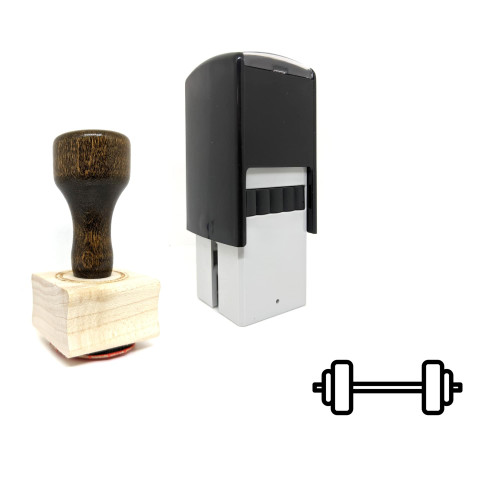 "Barbell" rubber stamp with 3 sample imprints of the image