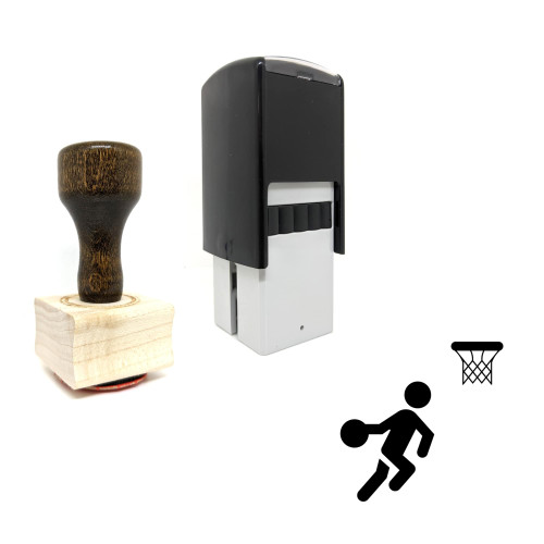 "Basketball Player" rubber stamp with 3 sample imprints of the image