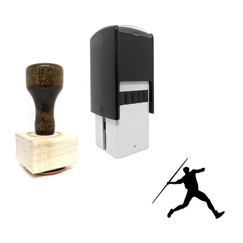 "Javelin" rubber stamp with 3 sample imprints of the image